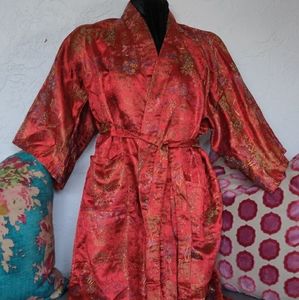 Vintage Yushan Kimono Robe Dressing Coat Medium
